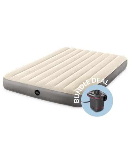 Intex 64103RP 10in Queen Dura-Beam® Standard Fiber-Tech Single High Air Mattress with AC Electric Pump Bundle manufacturer reference